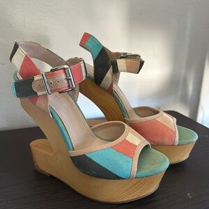 BCBGeneration Women's Vendi Flamingo Multi Go Stripes Shoes Size 7